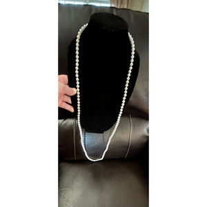 Vintage VERY Long FAUX PEARL Beaded Necklace